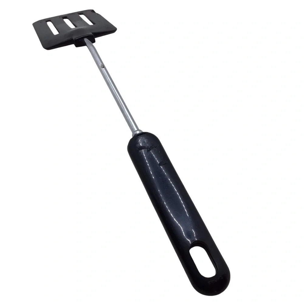 Vintage MCM Black Plastic Slotted Spatula Utensil 12” Retro Kitchen.